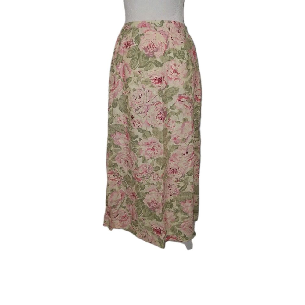 Vintage Lined Blend Floral Maxi Skirt Sz PS 90s Roses Grandmacore Maximalist